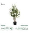 GloboStar® Artificial Garden WHITE ROSES 21069 Τεχνητό Διακοσμητικό Δέντρο Τριανταφυλλιά Μ50 x Π50 x Υ90cm
